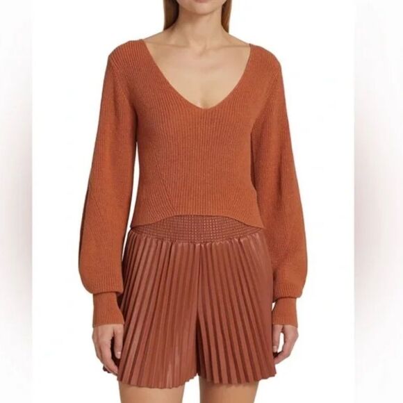 A.L.C. Kimby Ribbed Knit Sweater In Burnt Terracotta - Picture 6 of 11